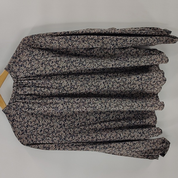 Universal Thread Peasant Blouse XXL Partial Button Down Long Sleeve Gray Peach - Picture 7 of 9